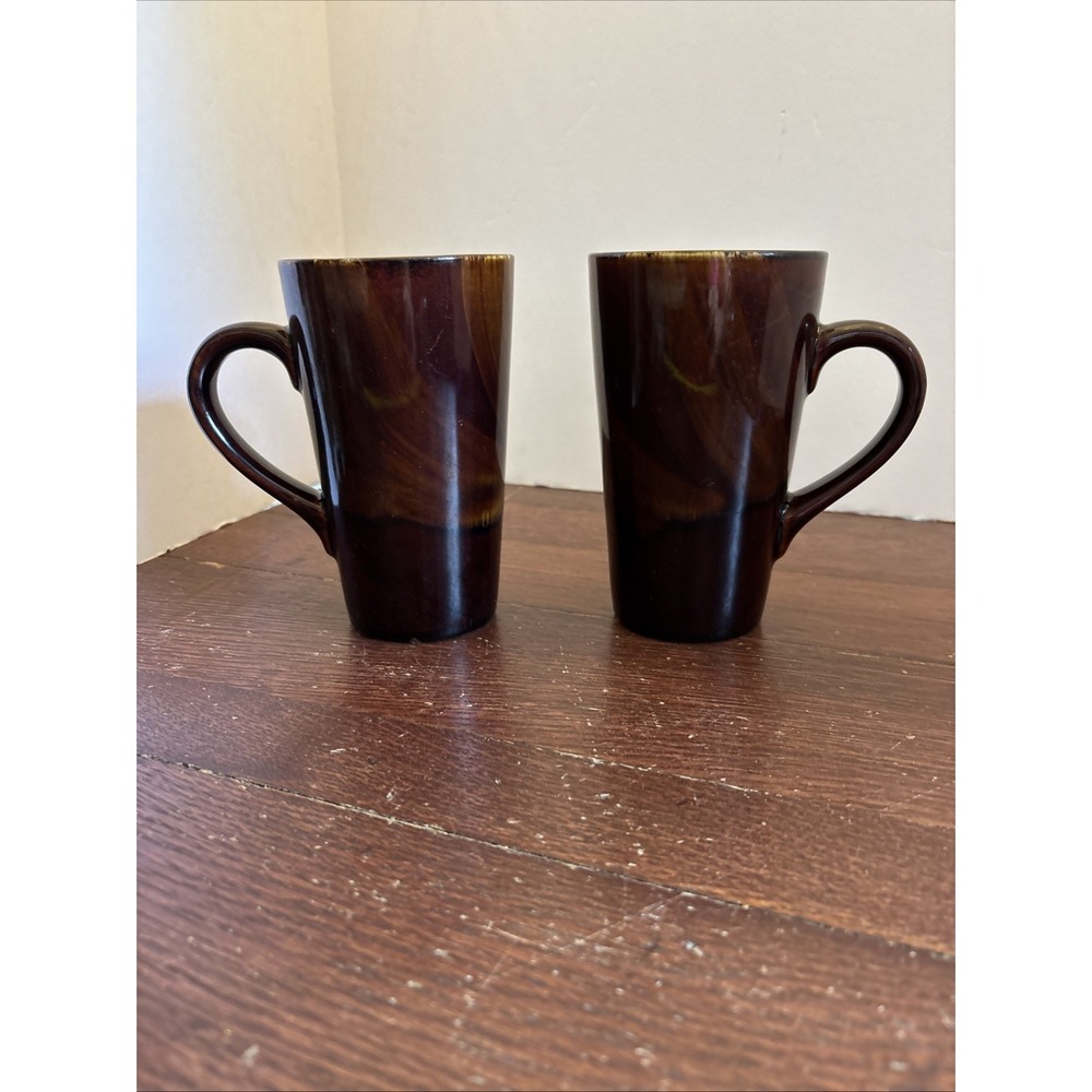 Sakura Port of Call Tortoise Shell Lot of 2 Coffee Mugs 6"